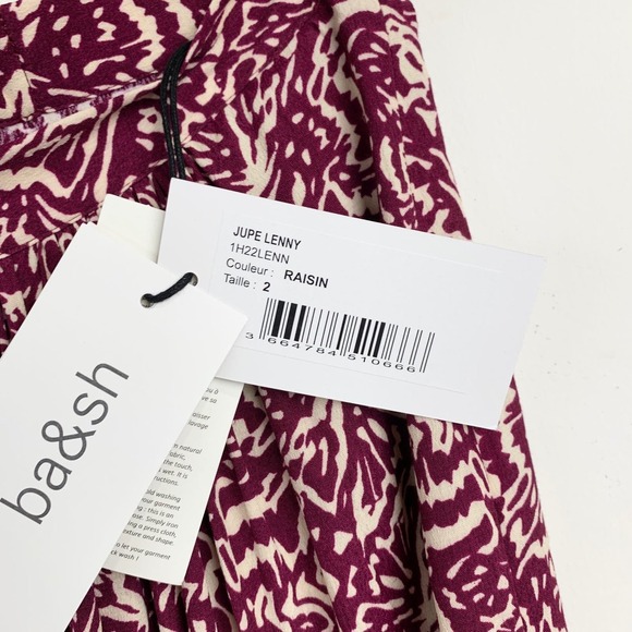 NWT Ba&sh Lenny Midi Skirt Raisin Size 2 - Picture 14 of 16